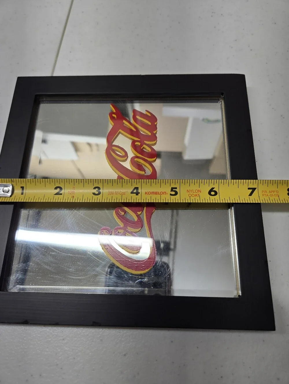Vintage COCA-COLA FRAMED MIRROR SIGN 6x6 Inch In Picture Frame Unusual Rare